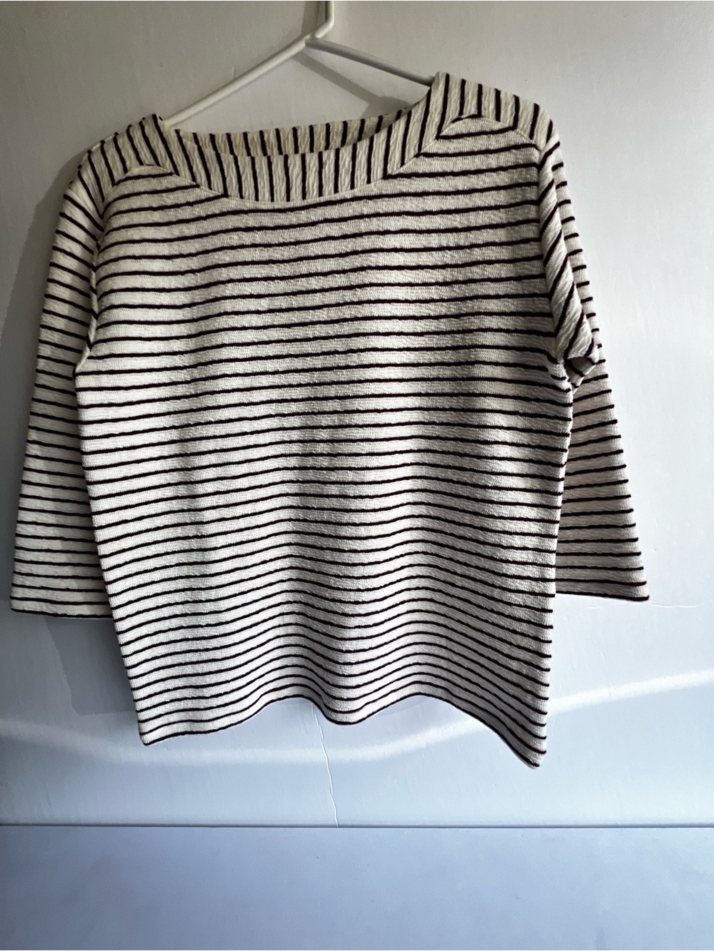 CHICO’S WEEKEND STYLE BOATNECK SIZE 0 TEXTURED COTTON SWEATER LIKE FABRIC